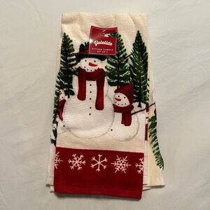 New! Kohl’s 100 % Cotton Festive Snowman Holiday Kitchen Towels Set of 2